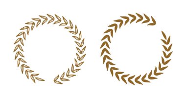 Zarif defne çelengi ikonu seti hem düz hem de taslak tarzında klasik tasarımlar içerir. Ödüller, sertifikalar, marka ve dekoratif öğeler için mükemmel.