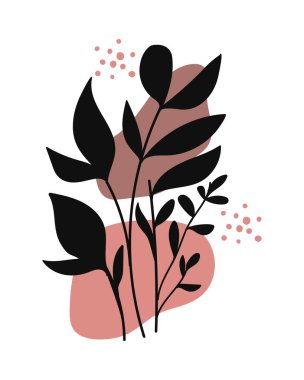 Bohem Çizimi ile Soyut Botanik. Vektör illüstrasyonu.