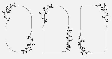 El yapımı vektör çiçekleri, tropikal yapraklar, bitki, kır çiçeği, gül. Okaliptüs. Dallar. Botanik siluet element vektörü koleksiyonu. Minimalist düz tarzda soyut buket