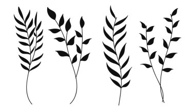 Çeşitli çiçek ve yaprakların yer aldığı el yapımı botanik çiçek siluetleri. Doğa temalı tasarımlar, markalaşma, tekstil ve dekoratif elementler için mükemmel..