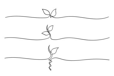 Büyüyen Filizler Sanat Koleksiyonu. El çizimi vektör çizimi