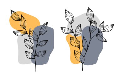 Modern duvar sanatı veya dekorasyonu için mükemmel, yumuşak renkli arka planlara sahip, soyut çizgili sanat resimlerinin şık bir koleksiyonu..