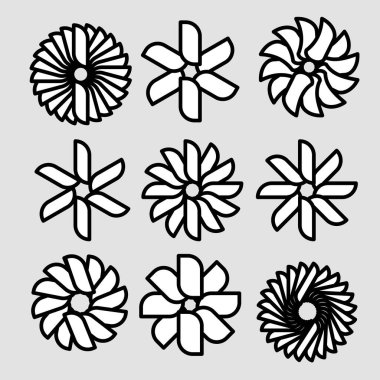 Klasik geometrik çiçek koleksiyonu. Bu çiçekler temiz çizgiler ve simetrik şekillerle yaratılır, onları yaratıcı, minimalist veya geçmişe dönük tasarım projeleri için mükemmel kılar..