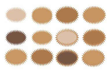 Elips rozetleri kenarlarda koyu zikzak desenler, çeşitli kahverengi renkler kullanarak sıcak, retro estetik.