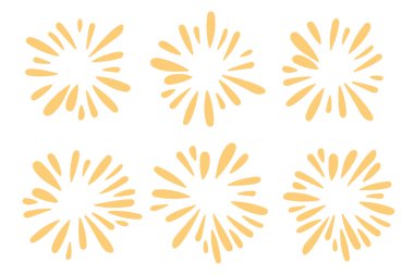 El yapımı sarı havai fişek koleksiyonu. Her türlü tasarım ve kutlamaya canlı ve şenlikli bir dokunuş eklemek için mükemmel..