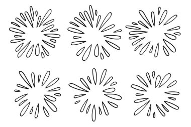 Siyah çizgili el yapımı havai fişek çizimleri koleksiyonu. Bu klasik-esinlenmiş set neşeli ve dinamik patlamalar içerir, şenlikli ve dekoratif tasarımlar için mükemmeldir..