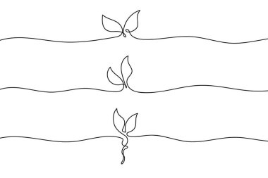 Büyüyen Filizler Sanat Koleksiyonu. El çizimi vektör çizimi