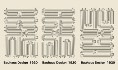 Eğri Siyah Çizgileri olan Bauhaus Tasarımı 1920 'lerin Stili. Vektör İllüstrasyonu
