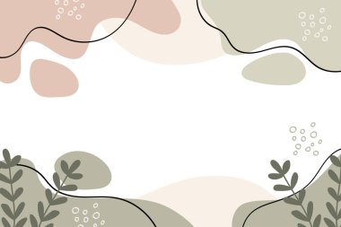 Minimalist Botanik Soyut Çerçeve Resimleri. Davetiyeler, dijital sanat ve arka plan gibi yumuşak, doğadan esinlenilmiş estetik projeler için mükemmel.