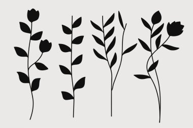 Siluet Çiçek Toplama Düğün Davetiyeleri. Vektör illüstrasyonu