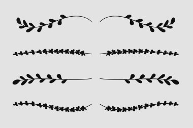 Metin düzeni ayırıcı dekorasyon ögesi koleksiyonu için doğa çiçeği asma çizgisi ayırıcısı