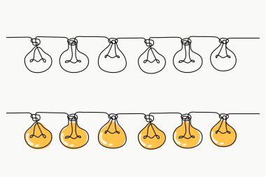 Sarı ampul aralıksız çizgili sanat dekorasyonu. Vektör illüstrasyonuName