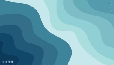 Doğa mavi dalgalar afiş arkaplanı. Vektör illüstrasyonu