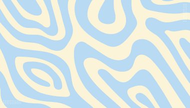 Altmışlı, yetmişli yıllarda mavi dalgalı yatay arkaplan. Pastel renklerde en az dalgalı tasarım. Vektör illüstrasyonu.