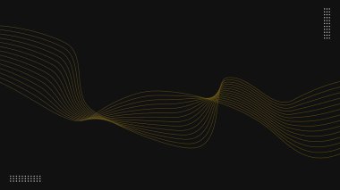 Siyah bir arkaplan üzerinde pürüzsüz altın dalgalı çizgiler içeren soyut tasarım. Minimalist ve modern tasarım projeleri için mükemmel..