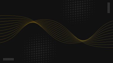 Siyah bir arkaplan üzerinde pürüzsüz altın dalgalı çizgiler içeren soyut tasarım. Minimalist ve modern tasarım projeleri için mükemmel..