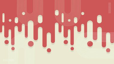 Kırmızı yuvarlak çizgiler arka plan. Kesik çizgiler ve noktalar soyut. Vektör çizimleri