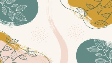 Renkli çiçekler ve arkalarında poster vektör çizimi bırakıyor. .Vektör illüstrasyonu