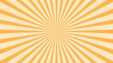 Vintage Orange Waves Sunburst Çizgi Film Vektörü İllüstrasyonu