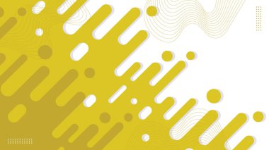 Soyut Boyutlar ve Noktalarla Sarı Yuvarlak Çizgiler Arkaplanı. Vektör illüstrasyonu