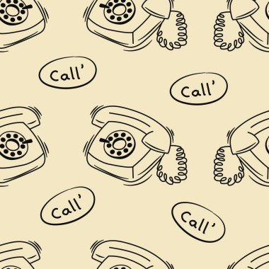 Sarı karalama el çizimi ile kusursuz bir arama telefonu. Vektör illüstrasyonu