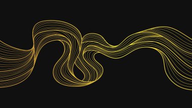 Altın dalgalar siyah arkaplanda lüks çiziyor. Vektör illüstrasyonu.
