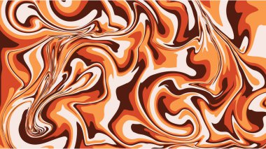 Soyut Mermer Sıvı Tasarımı Turuncu ve Kahverengi Arkaplan. Vektör illüstrasyonu