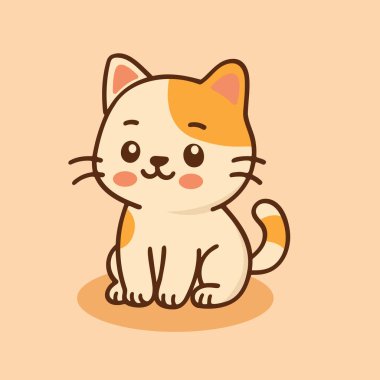 Kawai tarzı kedi, yumuşak krem rengi kürk ve turuncu yamalar, büyük gözler ve pembe yanaklar, sevimli ve dost canlısı bir karakter yaratıyor..