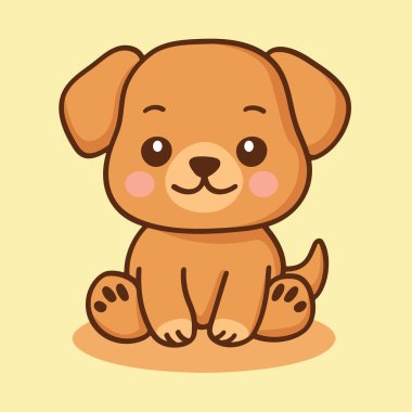 Şirin köpek yavrusu Kawaii çizimi. Vektör illüstrasyonu.