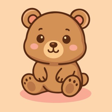 Sevimli oyuncak ayı kawaii karikatür el çizimi. Vektör illüstrasyonu.