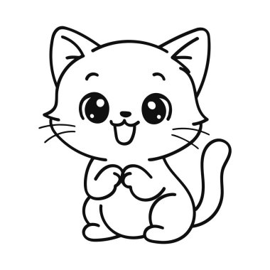 Kawaii karikatür köpeği otururken kitap tutuyor. El çizimi Sayfa İllüstrasyonu