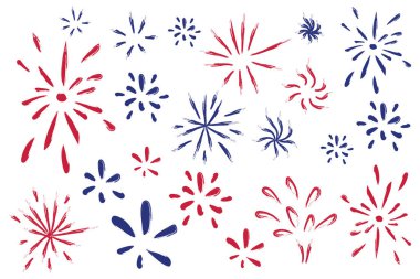 4 Temmuz sınırı, ABD bayrağı, havai fişek fırçası dokusu. Vektör illüstrasyonu