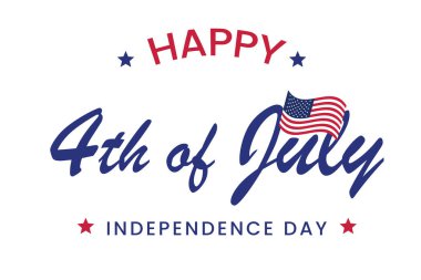 Amerika Birleşik Devletleri 4 Temmuz, Bağımsızlık Günü vintage logo rozeti İllüstrasyon. Banner veya poster tasarımı için Calligraphic 4 Temmuz vektör tipografisi