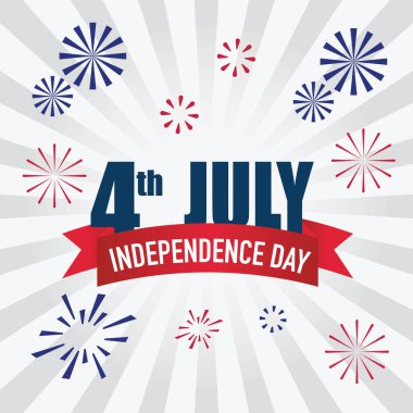 Amerikan Bağımsızlık Günü 4 Temmuz Havai fişek Kutlama Vektörü İllüstrasyonu