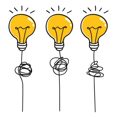 Fikir kavramı, yaratıcı ampul işareti, yenilikler. Proje yönetimi, pazarlama, yaratıcılık vektör koleksiyonu için basit bir iş konsepti olarak tutun