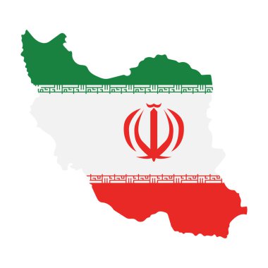 İran harita cumhuriyeti İran ülke bayrağıyla. Vektör illüstrasyonu