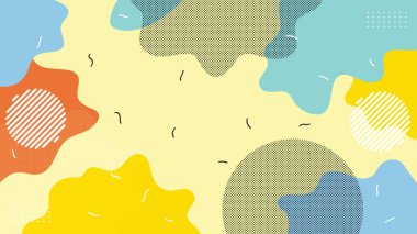 Soyut pop sanatı renkleri sıçrama desenli arka plan. Moda Memphis 80 'ler-90' ların geometrik tasarımının vektör kaplaması. Vektör illüstrasyonu