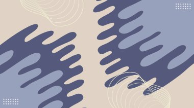 Soyut el çizimi beyaz çizgili sanat çiçekleri ve yumuşak bej arka planda soyut mor suluboya şekilleriyle yapraklar..