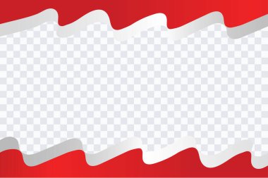 Endonezya Bağımsızlık Günü Bayrağı için Dalgalı Kırmızı ve Beyaz Bayrak Arkaplanı. Vektör illüstrasyonu.