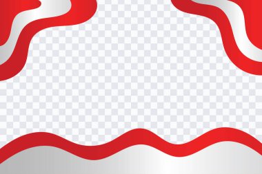 Endonezya Bağımsızlık Günü için canlı bir vatansever vektör arka planı, dinamik kırmızı ve beyaz dalgalı bayraklar ve açık metin.