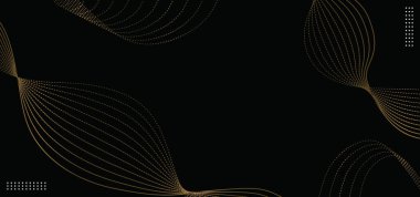 Siyah zemin üzerinde zarif altın çizgiler soyut dalgalar. Lüks vektör illüstrasyonu.