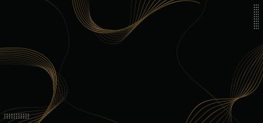 Siyah arkaplanda soyut altın dalgalı çizgiler.