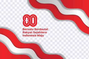 Kırmızı ve beyaz dalgalı elementlere sahip Endonezya Bağımsızlık Günü afiş arkaplanının vektör illüstrasyonu, metin yerleştirme için mükemmel.