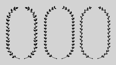 Çiçekli oval çelenk çerçeve vektörü ayarlandı. Botanik tasarım elementleri. Vektör illüstrasyonu.