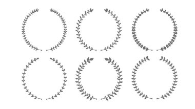 El yapımı botanik dairesel çelenk seti. Düğün ve markalaşma için zarif vektör unsurları. Vektör illüstrasyonu