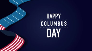 Kolomb Günü 'nüz kutlu olsun. Dalgalı Amerikan bayraklı vektör illüstrasyonu.