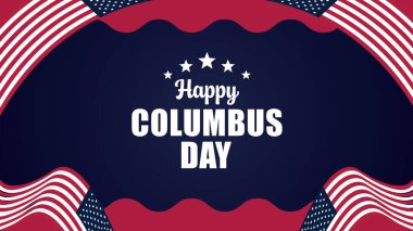 Columbus Günü 'nüz kutlu olsun. Dalgalı Amerikan bayrağı vektör illüstrasyonu.
