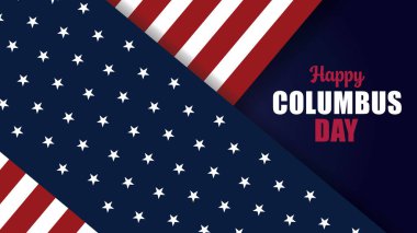 Mutlu Columbus Günü sosyal medya afişi tasarım şablonu. ABD bayrağıyla Kolomb Günü kutlama arkaplanı