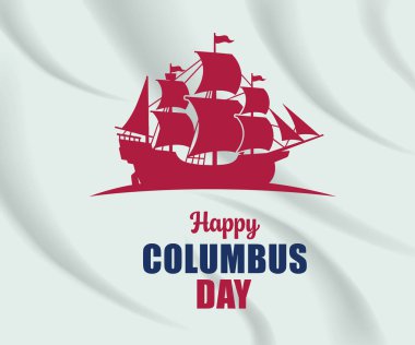 Beyaz arkaplanda Mutlu Kolomb Günü 'nün el yazısıyla yazılmış yazı tipi harf kompozisyonu. Vektör illüstrasyonu