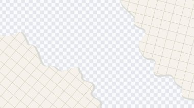 Saydam boşluğu olan yırtık şebeke kağıdı arkaplanı. Vektör illüstrasyonu.